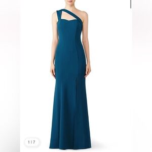 Chic One-Shoulder Teal Gown